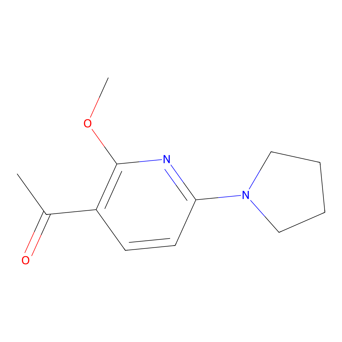 1-(2-Methoxy-6-(pyrrolidin-1-YL)pyridin-3-YL)-ethanone molecular structure, CAS 1228666-25-8