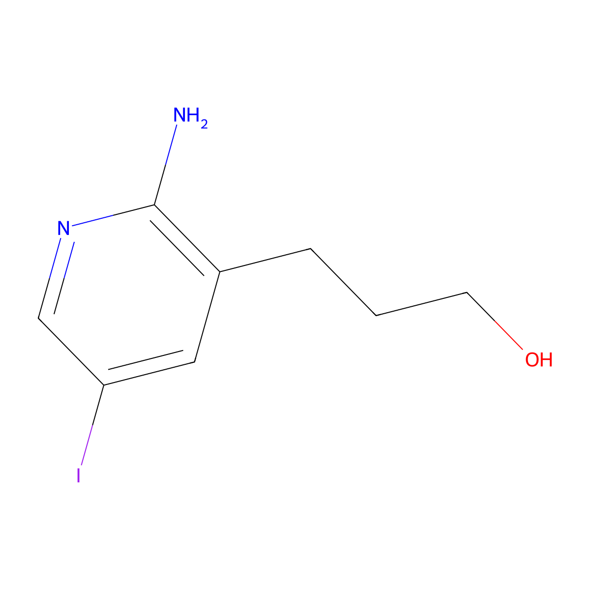 3-(2-Amino-5-iodopyridin-3-yl)propan-1-ol molecular structure, CAS 1228666-26-9