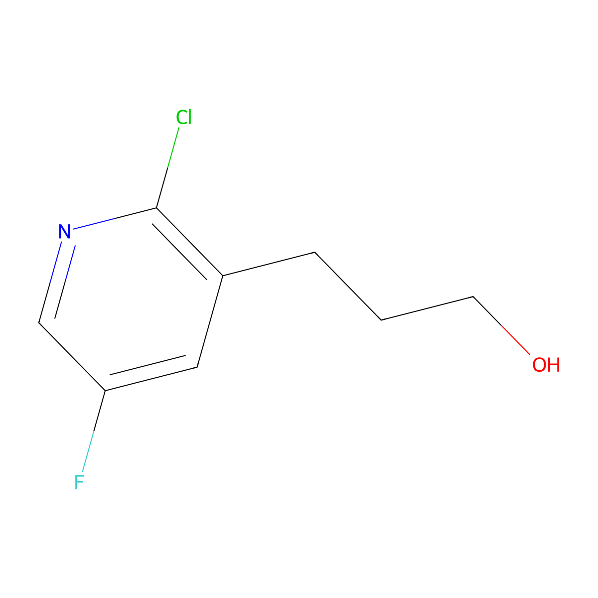 3-(2-Chloro-5-fluoropyridin-3-yl)propan-1-ol molecular structure, CAS 1228666-38-3