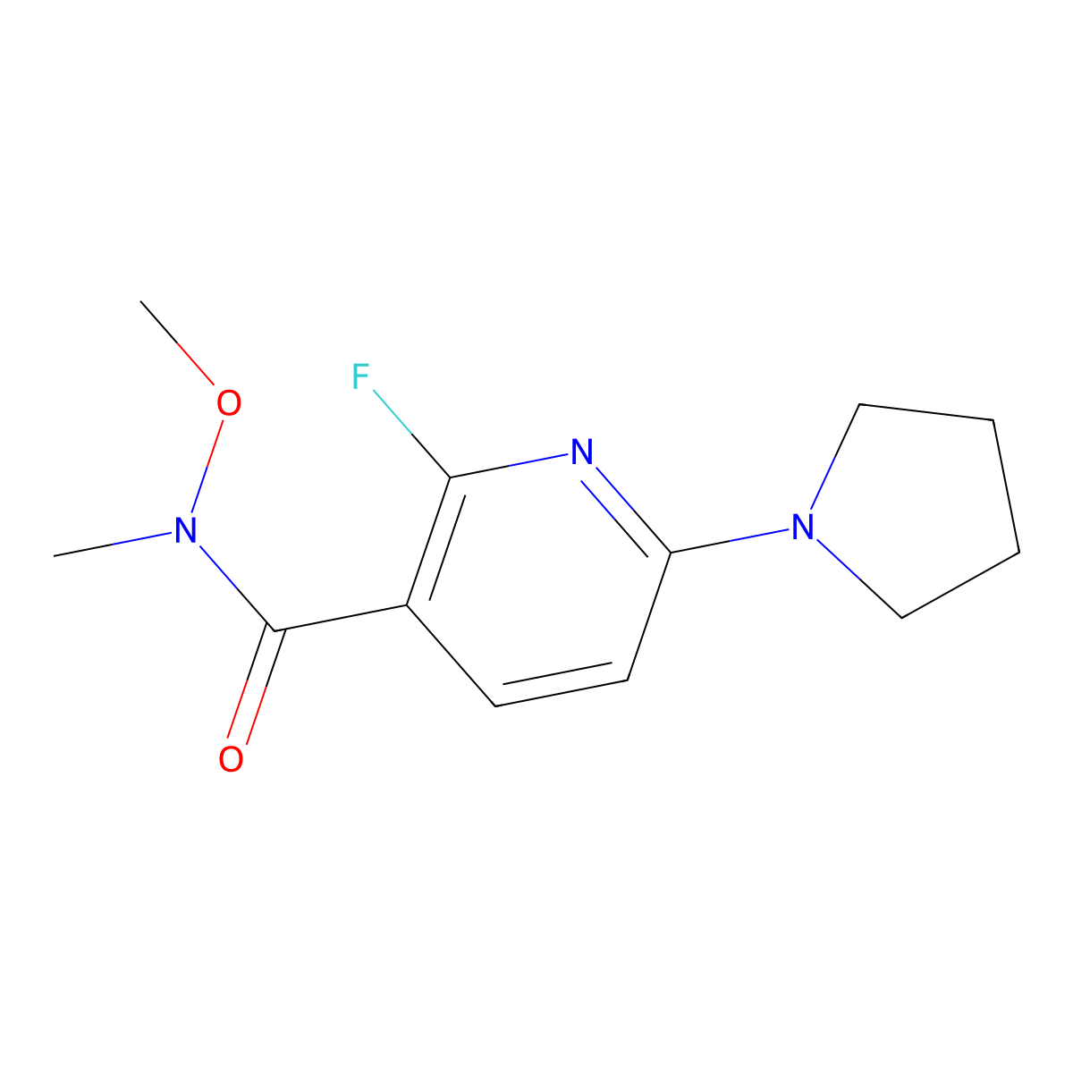 2-Fluoro-N-methoxy-N-methyl-6-(pyrrolidin-1-YL)-nicotinamide molecular structure, CAS 1228666-39-4