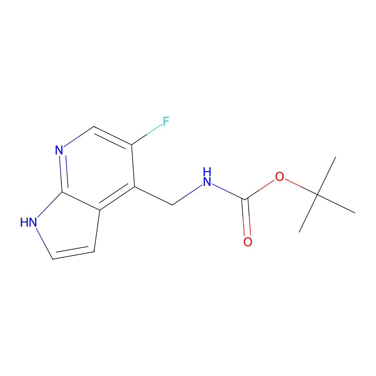tert-Butyl ((5-fluoro-1H-pyrrolo[2,3-b]pyridin-4-yl)methyl)carbamate molecular structure, CAS 1228666-42-9