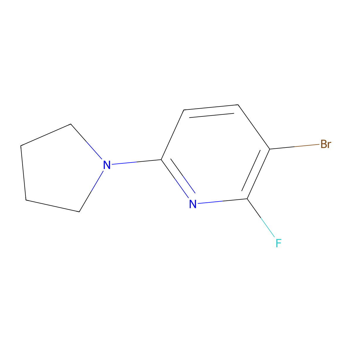 3-Bromo-2-fluoro-6-(pyrrolidin-1-yl)pyridine molecular structure, CAS 1228666-43-0