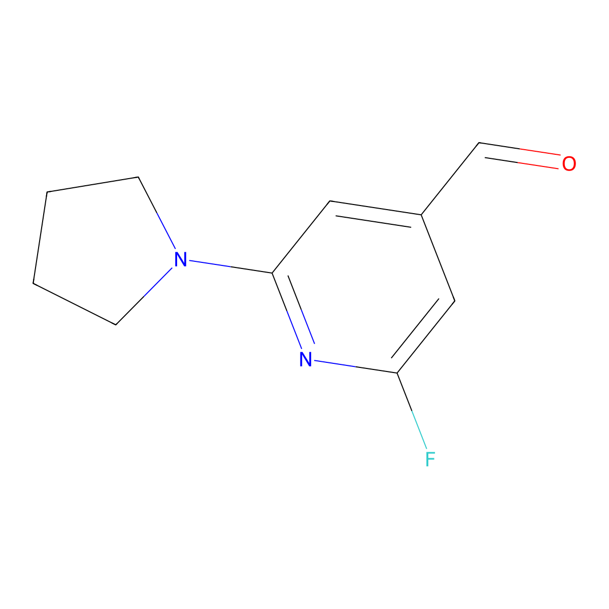 2-Fluoro-6-(pyrrolidin-1-yl)isonicotinaldehyde molecular structure, CAS 1228666-44-1