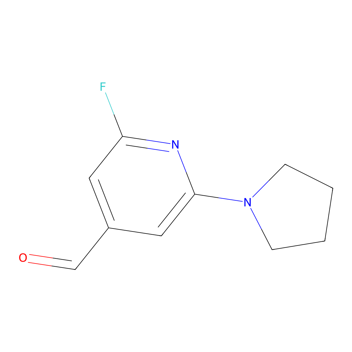 2-Fluoro-6-(pyrrolidin-1-yl)isonicotinaldehyde molecular structure, CAS 1228666-44-1