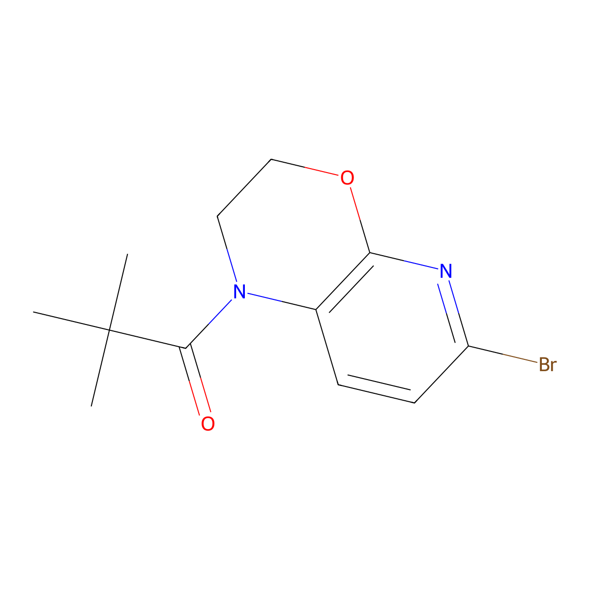 1-(6-Bromo-2,3-dihydro-1H-pyrido[2,3-b][1,4]oxazin-1-yl)-2,2-dimethylpropan-1-one molecular structure, CAS 1228666-49-6