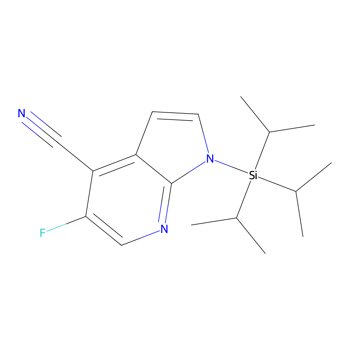 5-Fluoro-1-(triisopropylsilyl)-1H-pyrrolo[2,3-b]pyridine-4-carbonitrile molecular structure, CAS 1228666-58-7