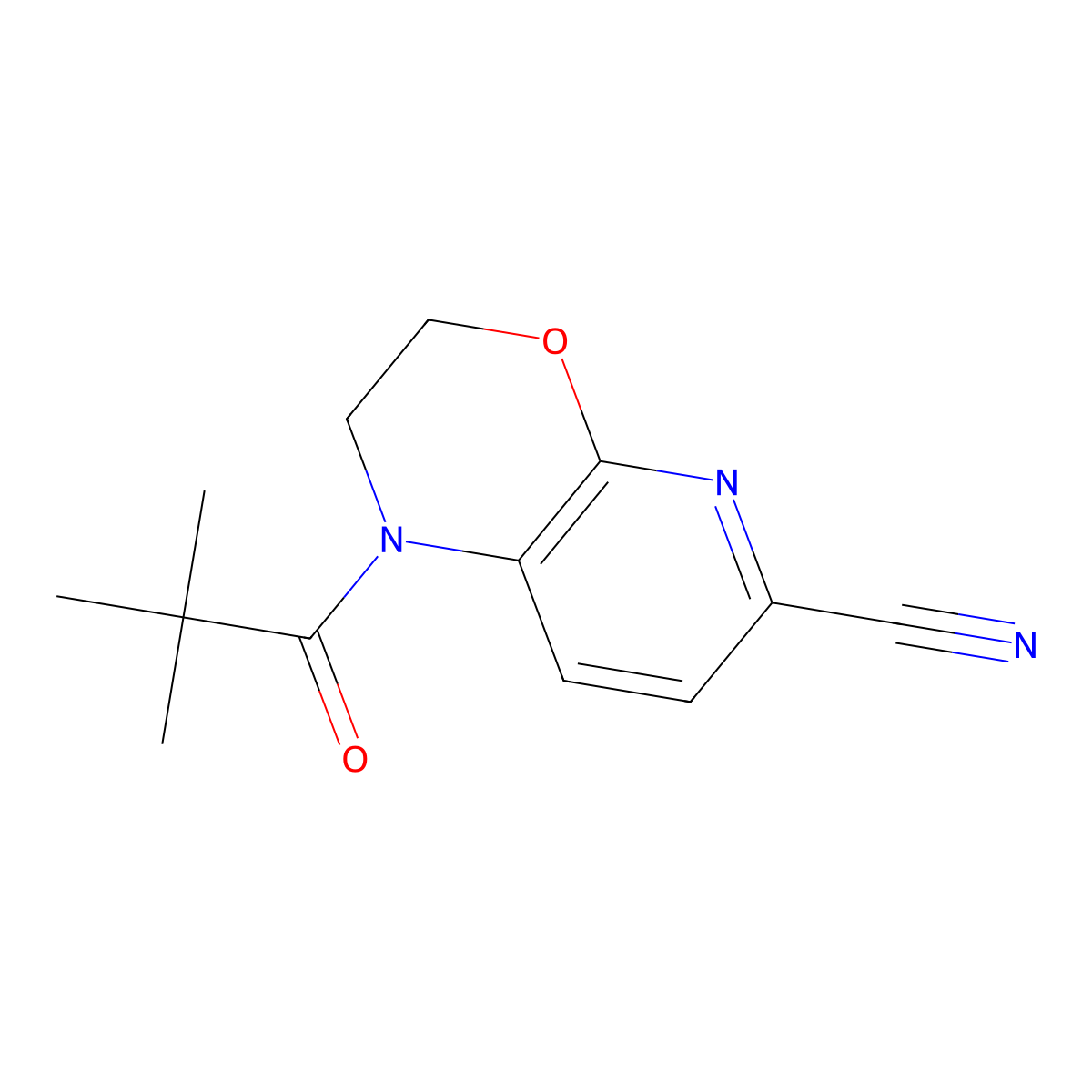 1-Pivaloyl-2,3-dihydro-1H-pyrido[2,3-b][1,4]-oxazine-6-carbonitrile molecular structure, CAS 1228666-61-2