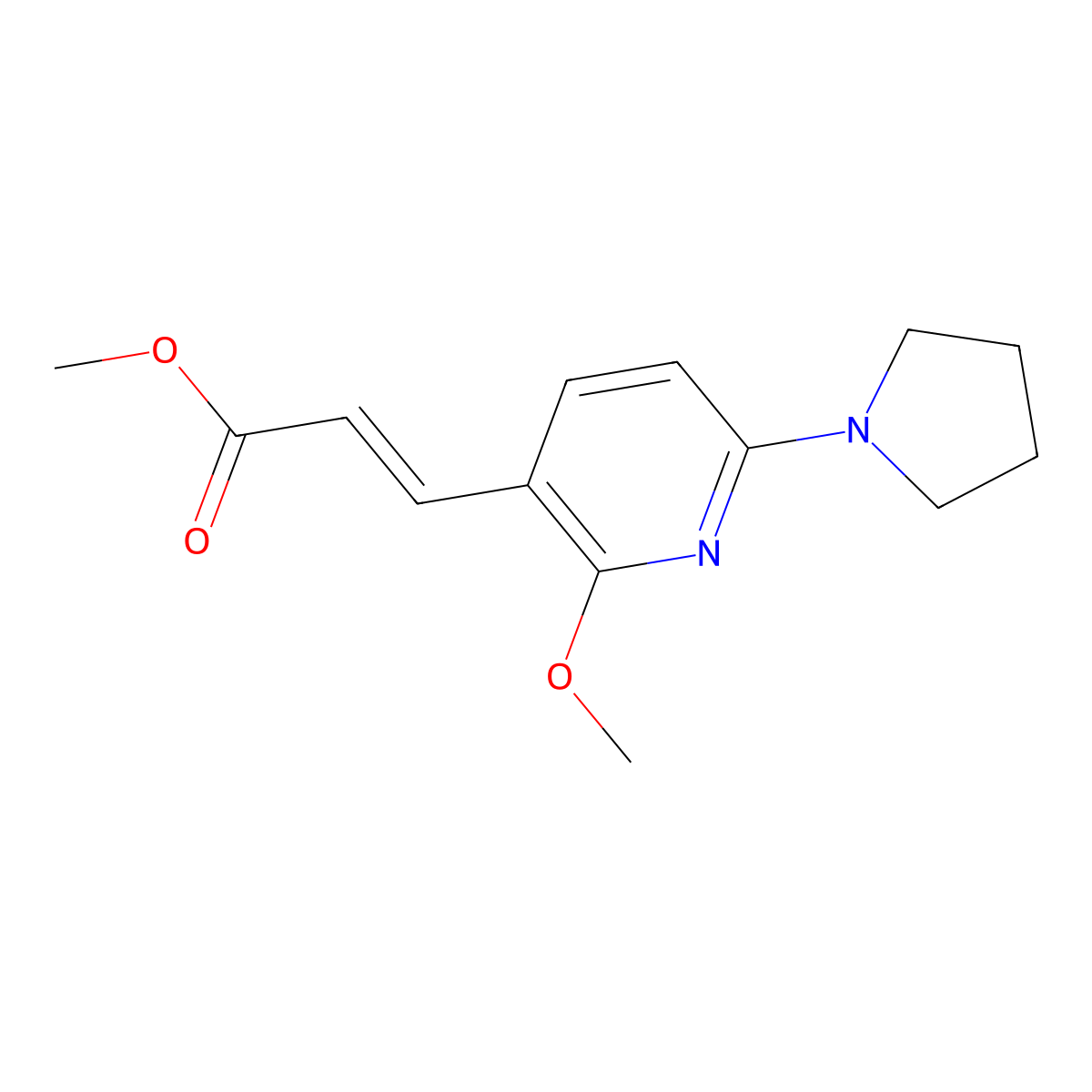 (E)-Methyl 3-(2-methoxy-6-(pyrrolidin-1-YL)-pyridin-3-YL)acrylate molecular structure, CAS 1228670-27-6