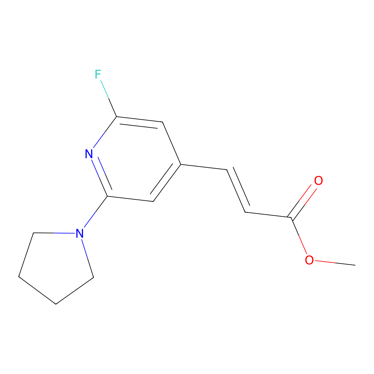 (E)-Methyl 3-(2-fluoro-6-(pyrrolidin-1-yl)pyridin-4-yl)acrylate molecular structure, CAS 1228670-52-7