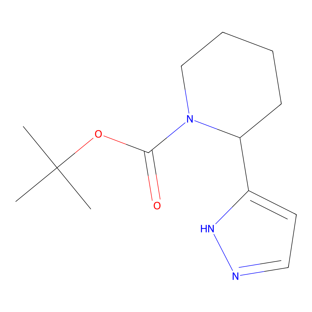 tert-butyl 2-(1H-pyrazol-3-yl)piperidine-1-carboxylate molecular structure, CAS 1228670-87-8