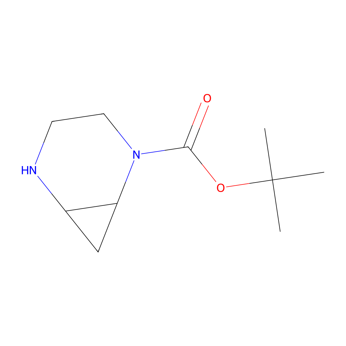 Tert-butyl 2,5-diazabicyclo(4.1.0)heptane-2-carboxylate molecular structure, CAS 1228675-18-0