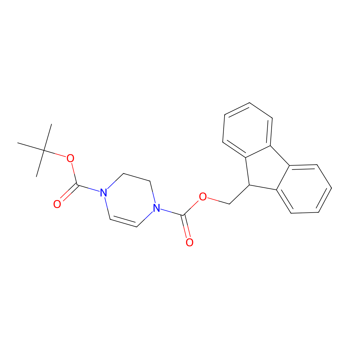 1-((9H-fluoren-9-yl)methyl) 4-tert-butyl 2,3-dihydropyrazine-1,4-dicarboxylate molecular structure, CAS 1228675-22-6
