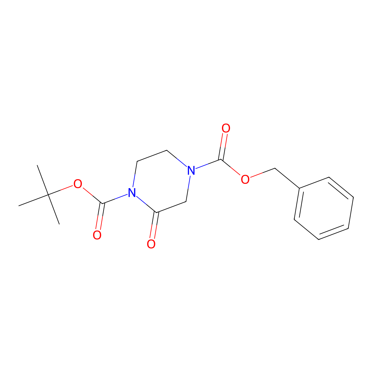 4-Benzyl 1-tert-butyl 2-oxopiperazine-1,4-dicarboxylate molecular structure, CAS 1228675-25-9