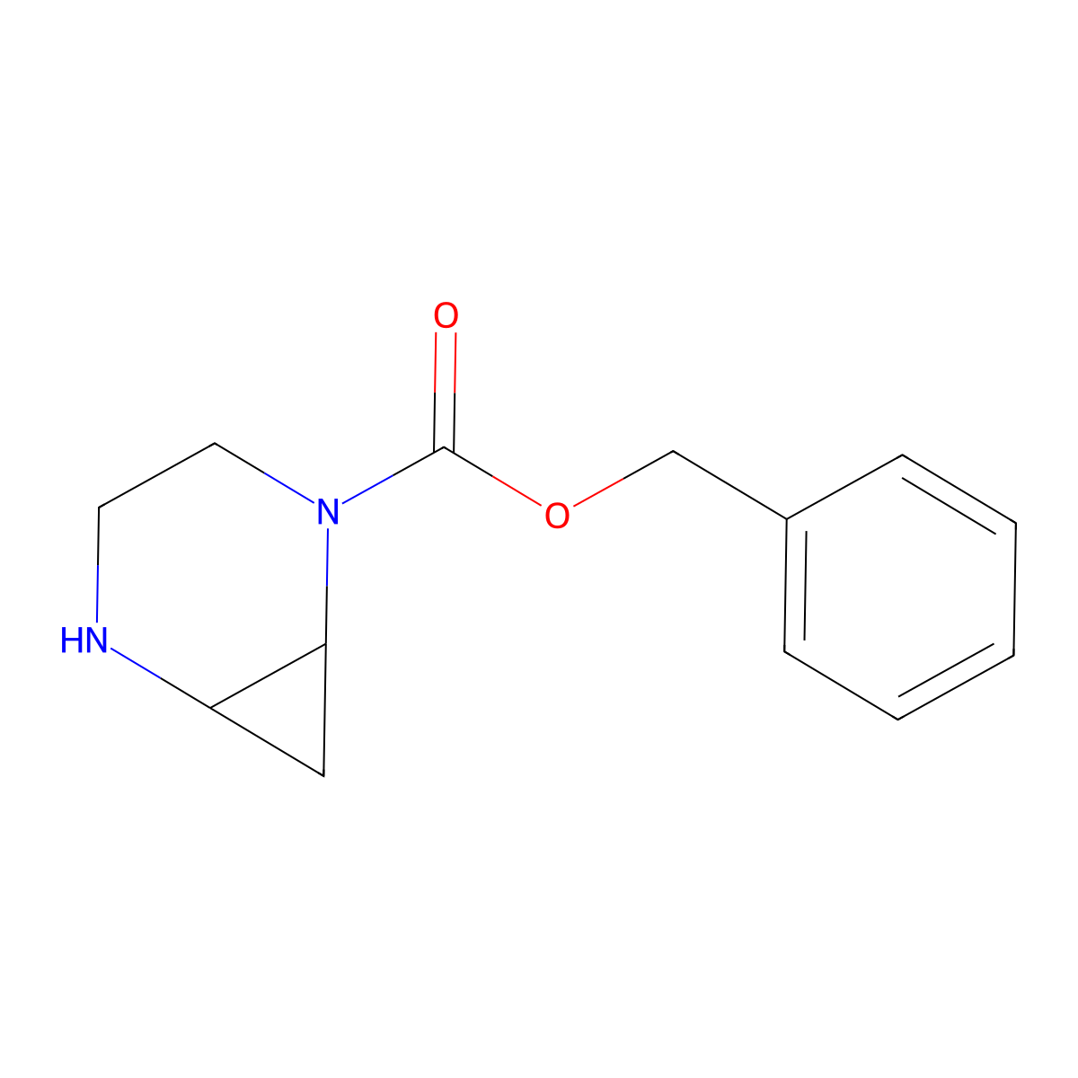 Benzyl 2,5-diazabicyclo[4.1.0]heptane-2-carboxylate molecular structure, CAS 1228675-29-3