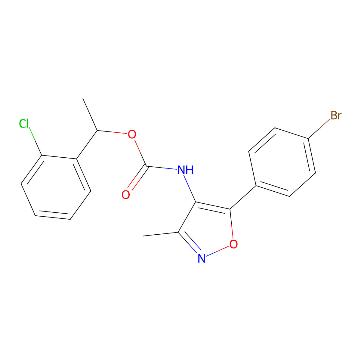 [5-(4-Bromophenyl)-3-methylisoxazol-4-yl]carbamic acid 1-(2-chlorophenyl)ethyl ester molecular structure, CAS 1228689-78-8