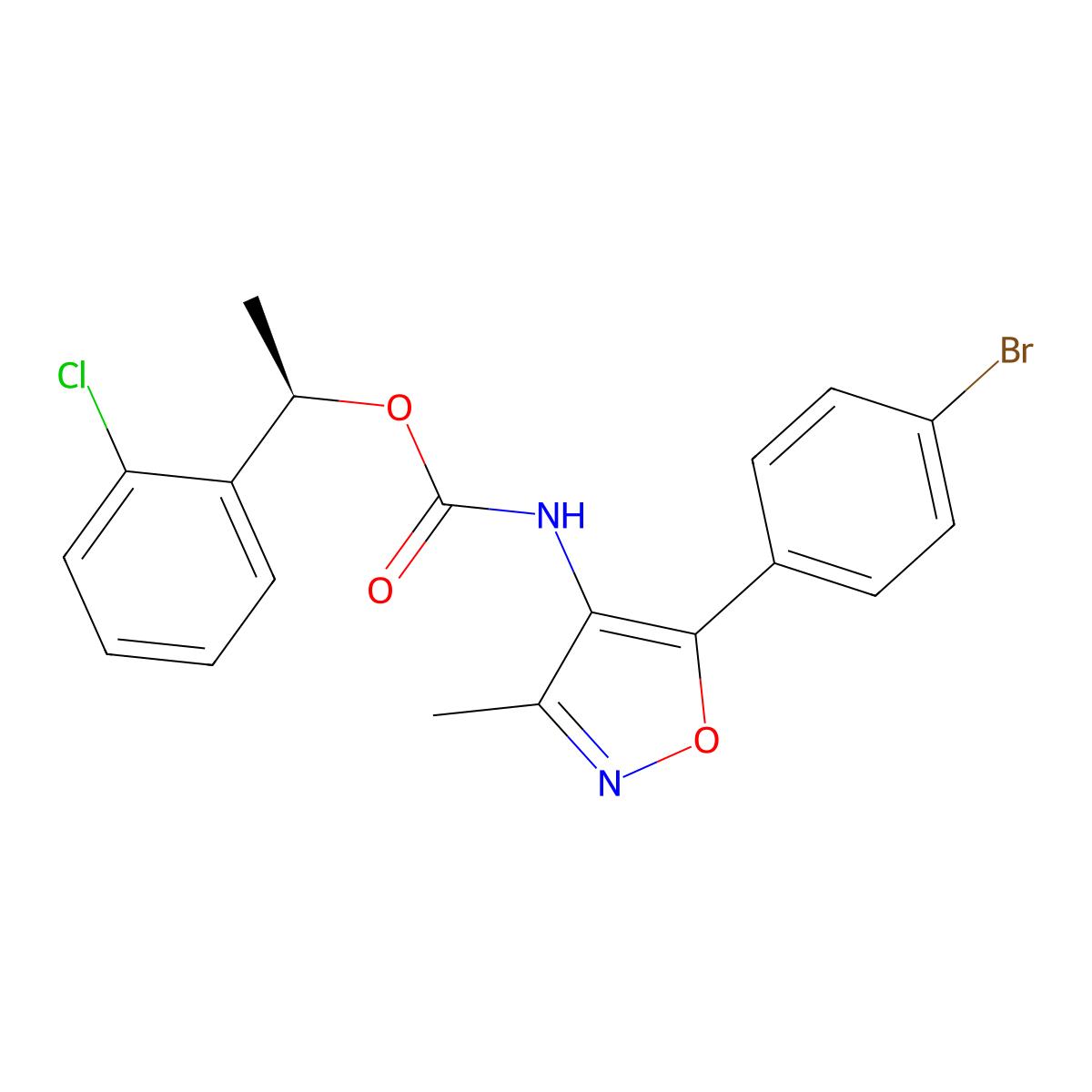 (R)-1-(2-chlorophenyl)ethyl (5-(4-bromophenyl)-3-methylisoxazol-4-yl)carbamate molecular structure, CAS 1228690-20-7
