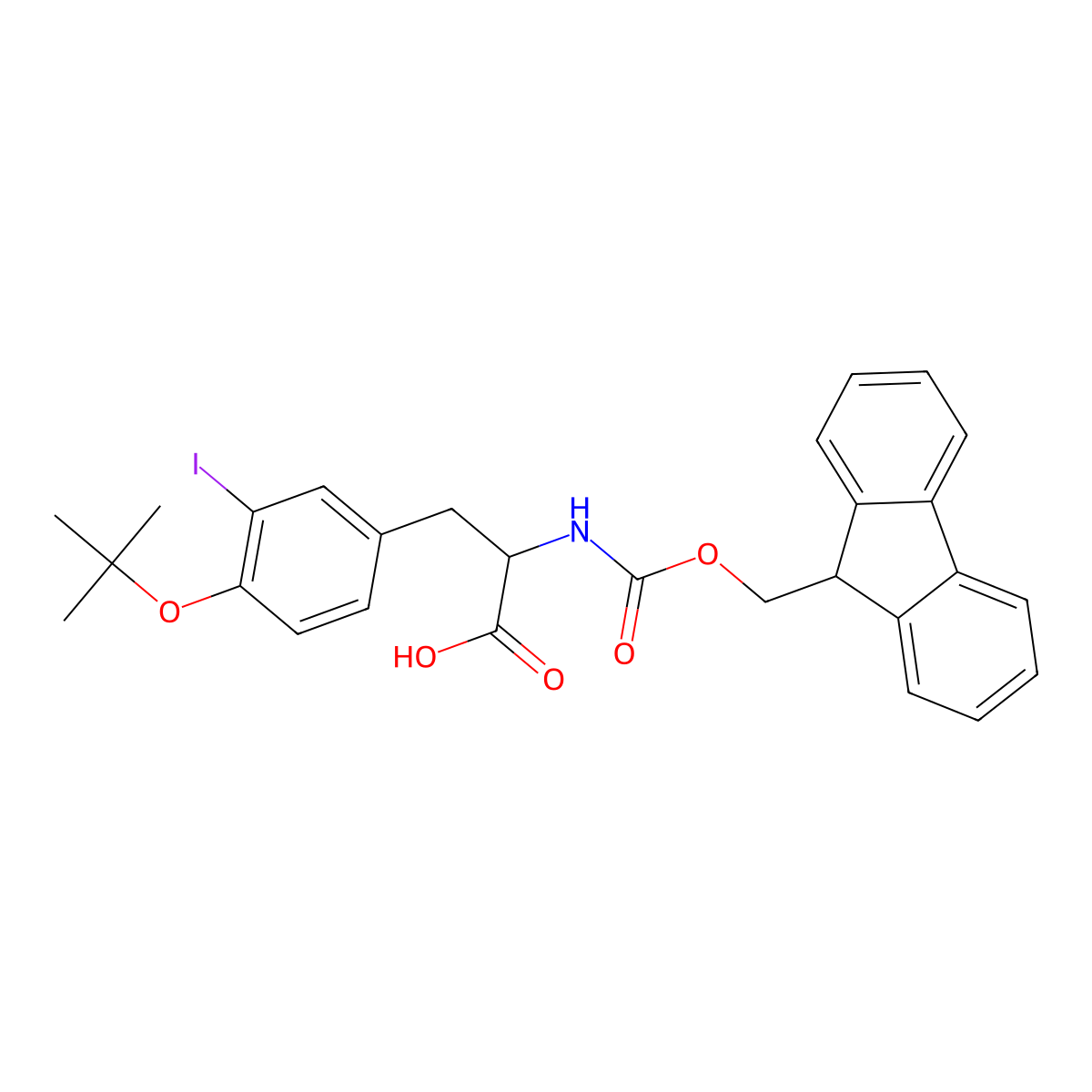 O-(1,1-Dimethylethyl)-N-[(9H-fluoren-9-ylmethoxy)carbonyl]-3-iodo-L-tyrosine molecular structure, CAS 1228694-33-4