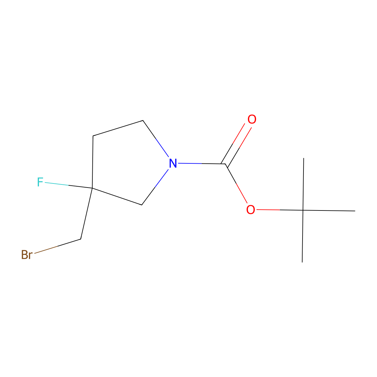 Tert-butyl 3-(bromomethyl)-3-fluoropyrrolidine-1-carboxylate molecular structure, CAS 1228765-03-4
