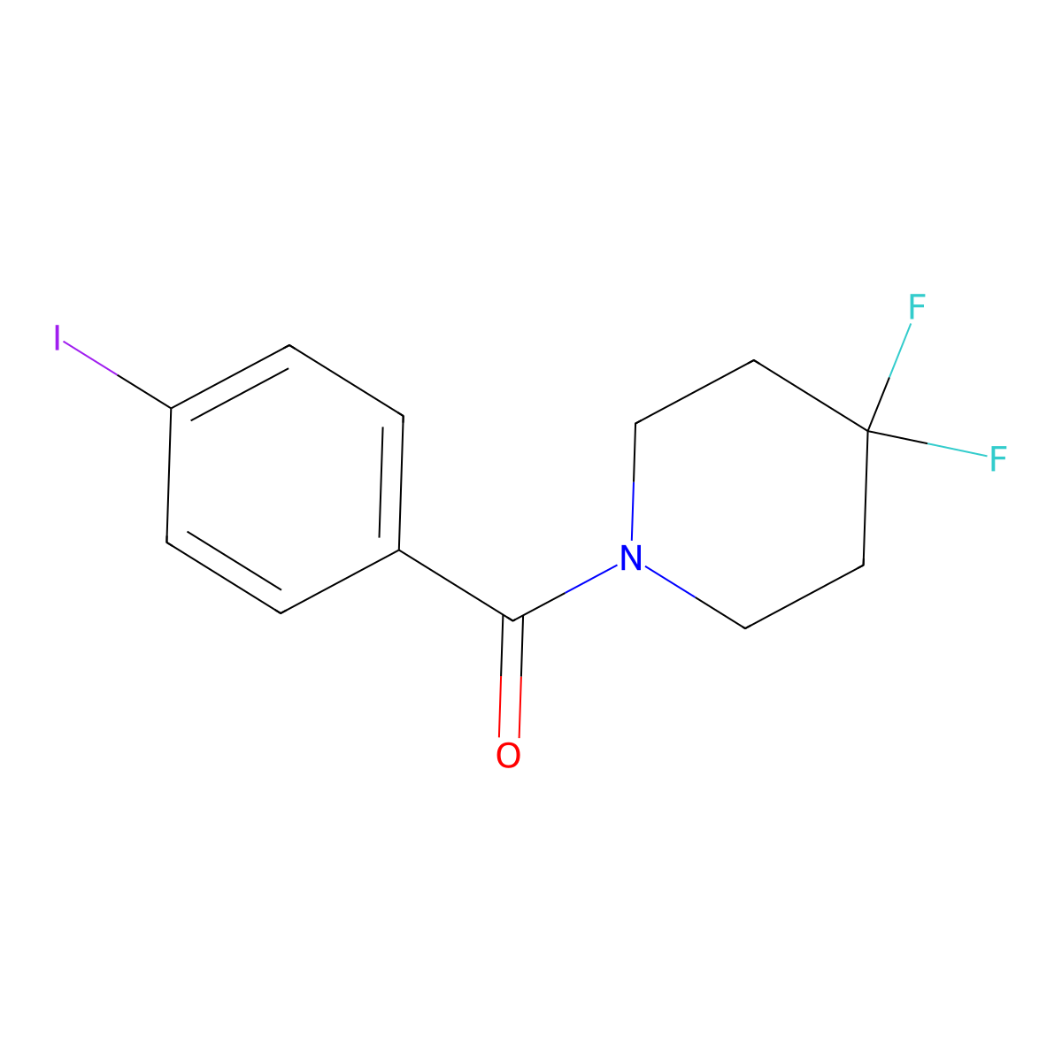 (4,4-Difluoropiperidin-1-yl)-(4-iodophenyl)-methanone molecular structure, CAS 1228778-07-1