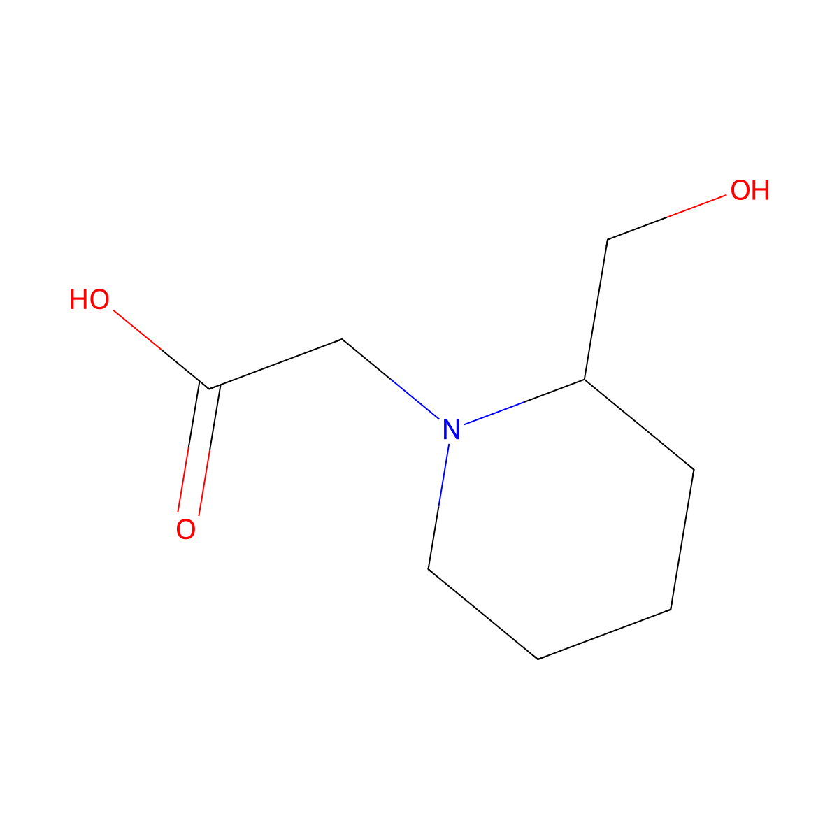 2-(2-(Hydroxymethyl)piperidin-1-yl)acetic acid molecular structure, CAS 1228821-98-4