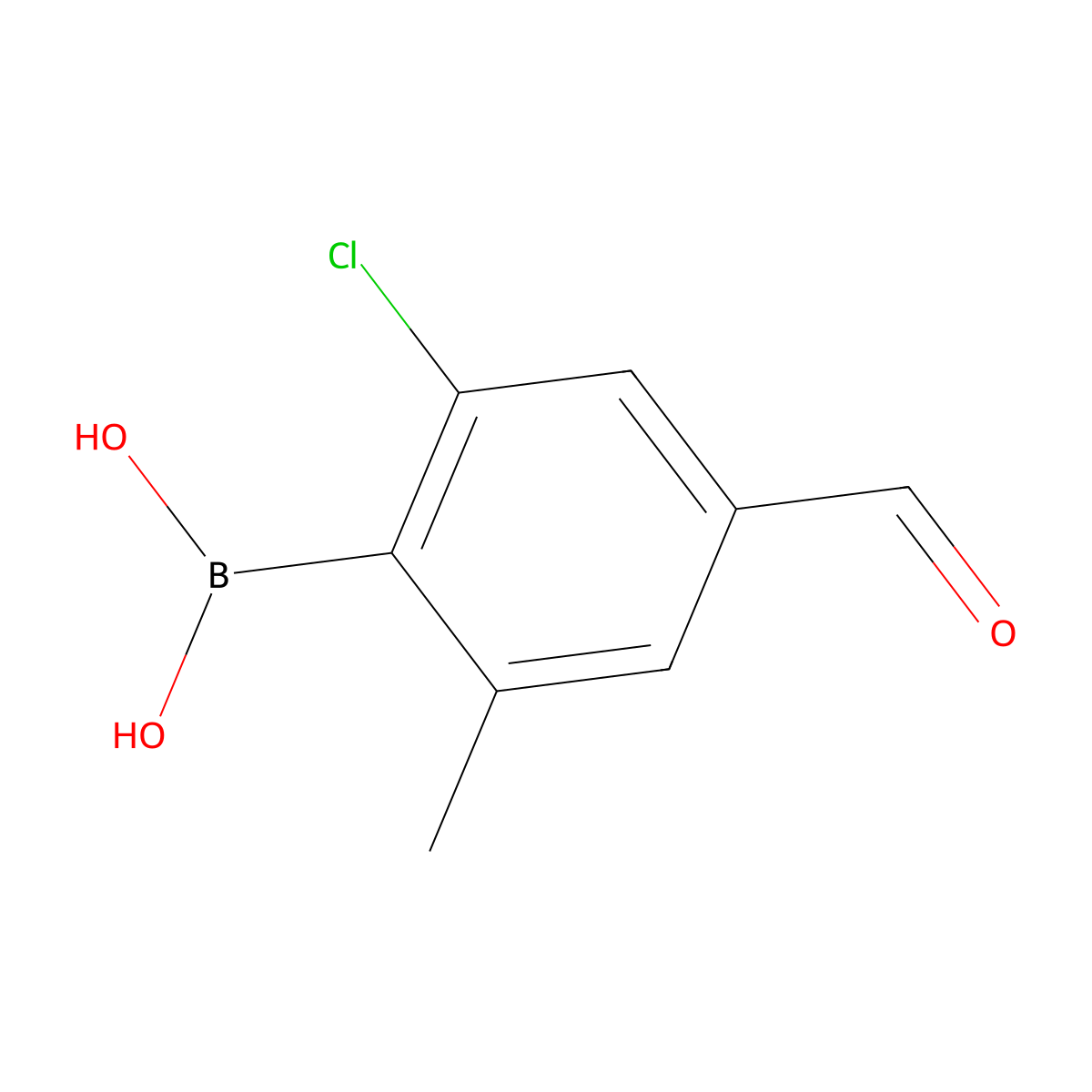 (2-Chloro-4-formyl-6-methylphenyl)boronic acid molecular structure, CAS 1228829-16-0
