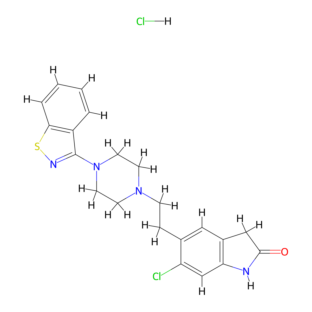Ziprasidone Hydrochloride molecular structure, CAS 122883-93-6