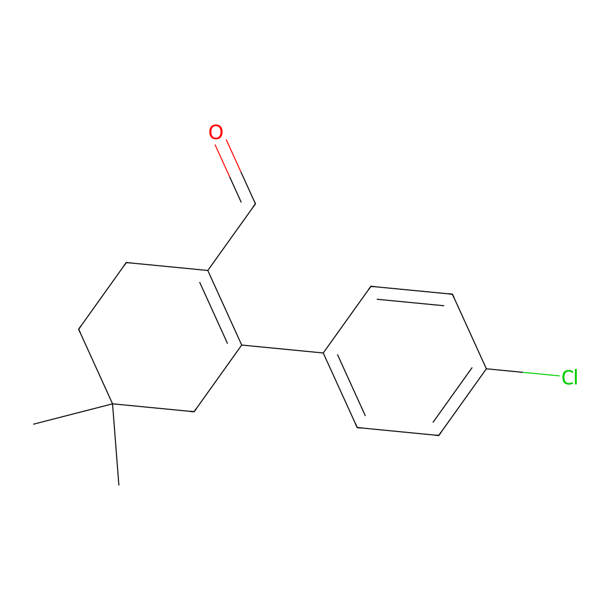 2-(4-Chlorophenyl)-4,4-dimethyl-cyclohexene-1-carbaldehyde molecular structure, CAS 1228837-05-5