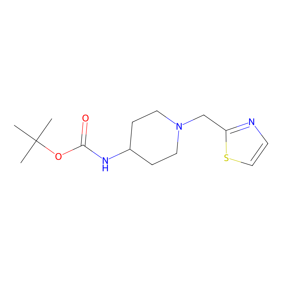 tert-butyl N-[1-(1,3-thiazol-2-ylmethyl)piperidin-4-yl]carbamate molecular structure, CAS 1228837-29-3