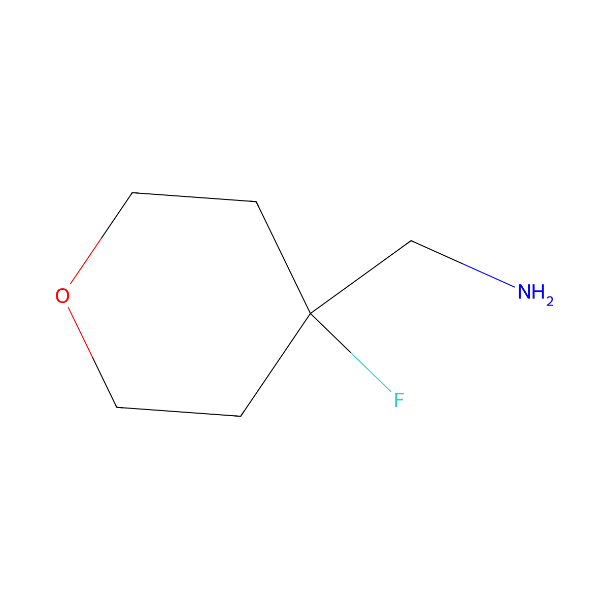 (4-fluorotetrahydro-2H-pyran-4-yl)methanamine molecular structure, CAS 1228875-13-5
