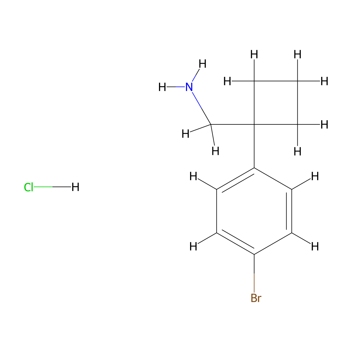 (1-(4-Bromophenyl)cyclobutyl)methanamine hydrochloride molecular structure, CAS 1228878-45-2