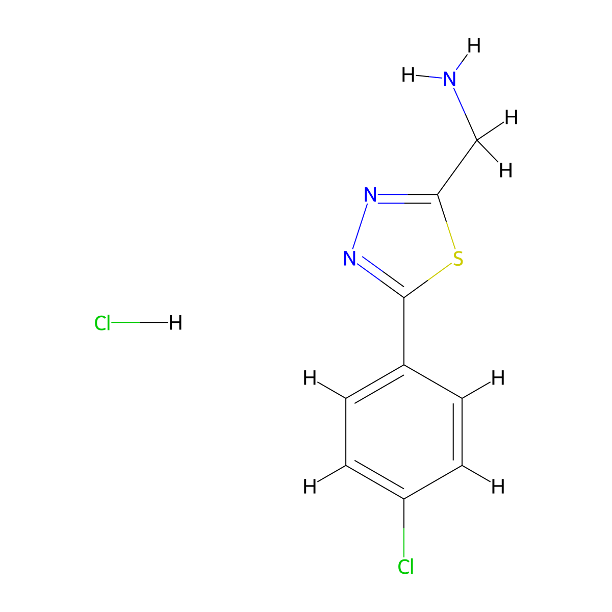 [5-(4-Chlorophenyl)-1,3,4-thiadiazol-2-yl]methanaminehydrochloride molecular structure, CAS 1228878-54-3