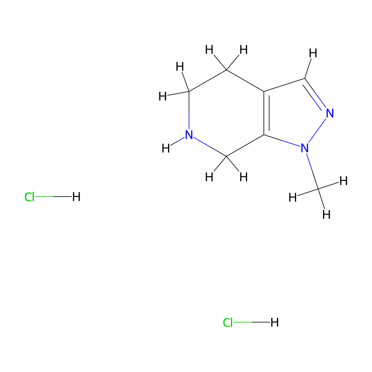 1-methyl-1H,4H,5H,6H,7H-pyrazolo[3,4-c]pyridine dihydrochloride molecular structure, CAS 1228878-69-0