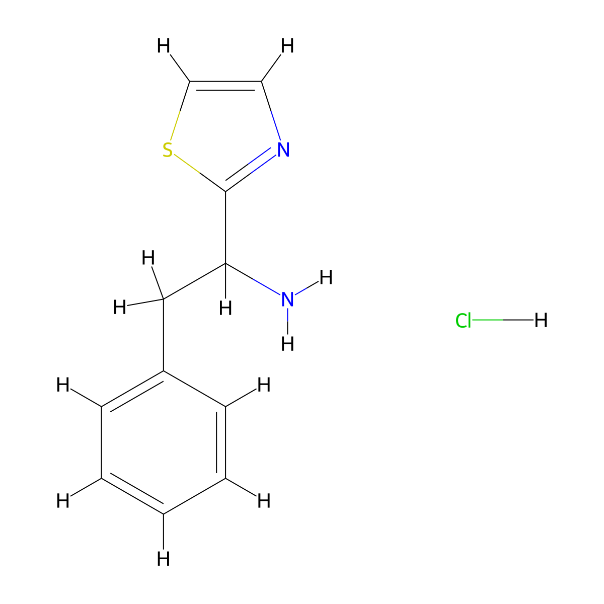2-Phenyl-1-(thiazol-2-YL)ethanamine hydrochloride molecular structure, CAS 1228878-76-9