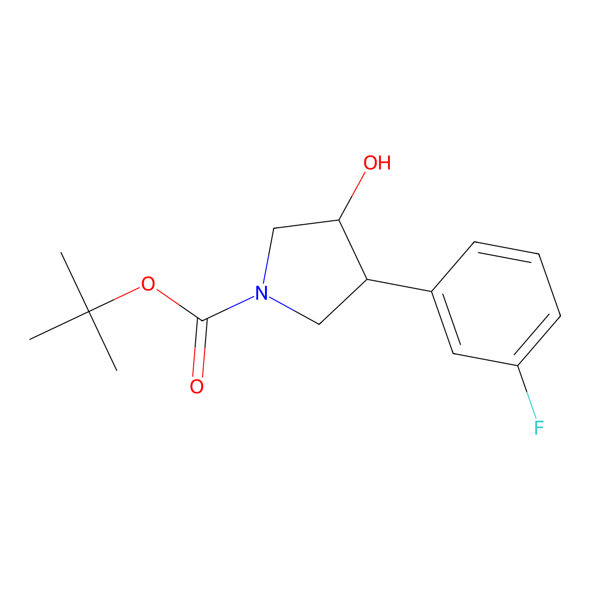 rac-tert-butyl (3R,4S)-3-(3-fluorophenyl)-4-hydroxypyrrolidine-1-carboxylate molecular structure, CAS 1228878-78-1