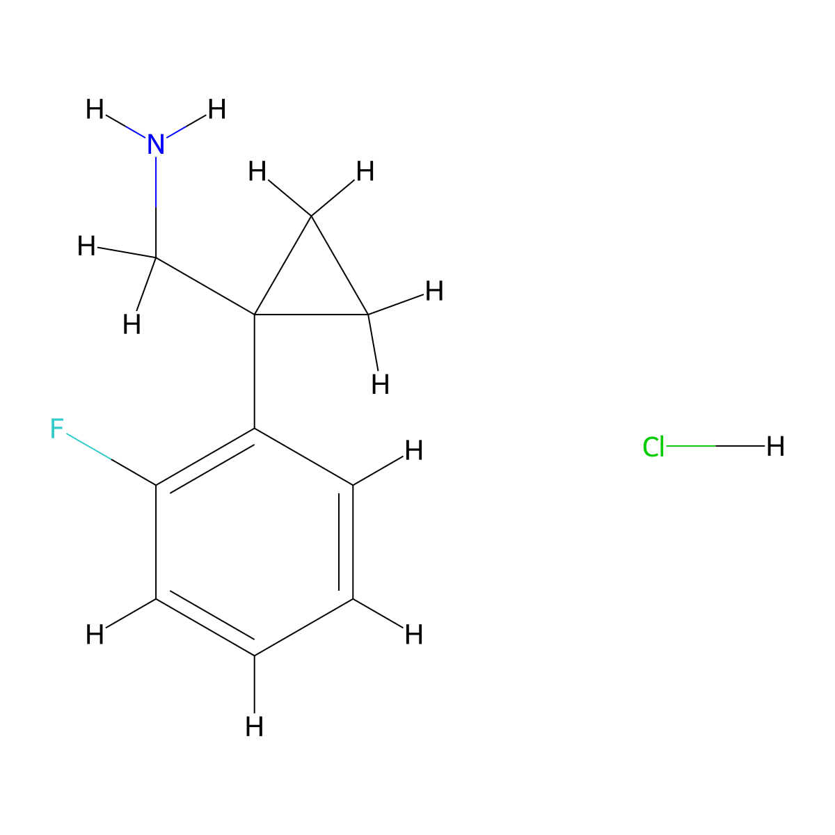 (1-(2-Fluorophenyl)cyclopropyl)methanamine hydrochloride molecular structure, CAS 1228878-99-6