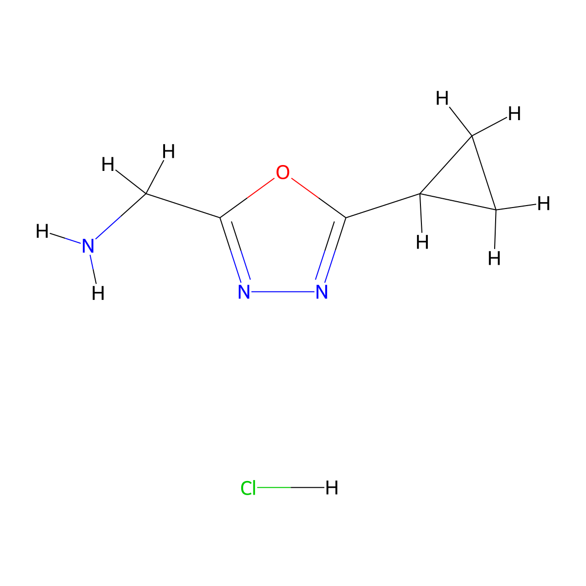 (5-Cyclopropyl-1,3,4-oxadiazol-2-yl)methanamine hydrochloride molecular structure, CAS 1228879-02-4