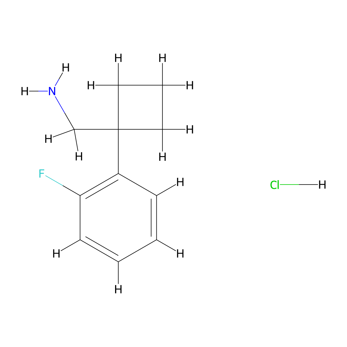 (1-(2-Fluorophenyl)cyclobutyl)methanamine hydrochloride molecular structure, CAS 1228879-43-3