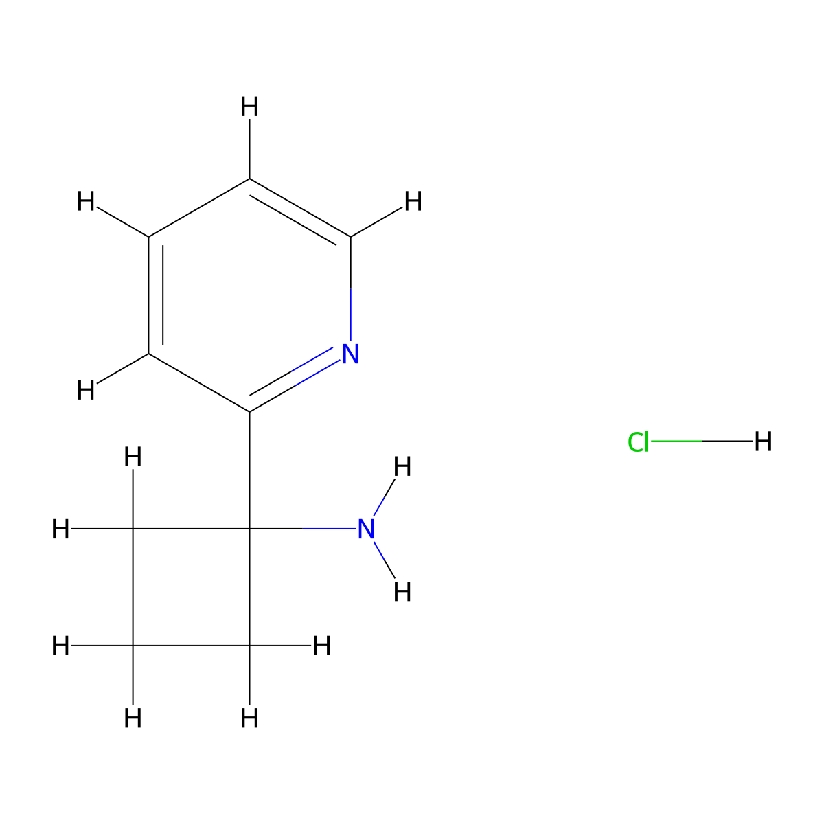 1-(Pyridin-2-yl)cyclobutan-1-amine hydrochloride molecular structure, CAS 1228879-44-4