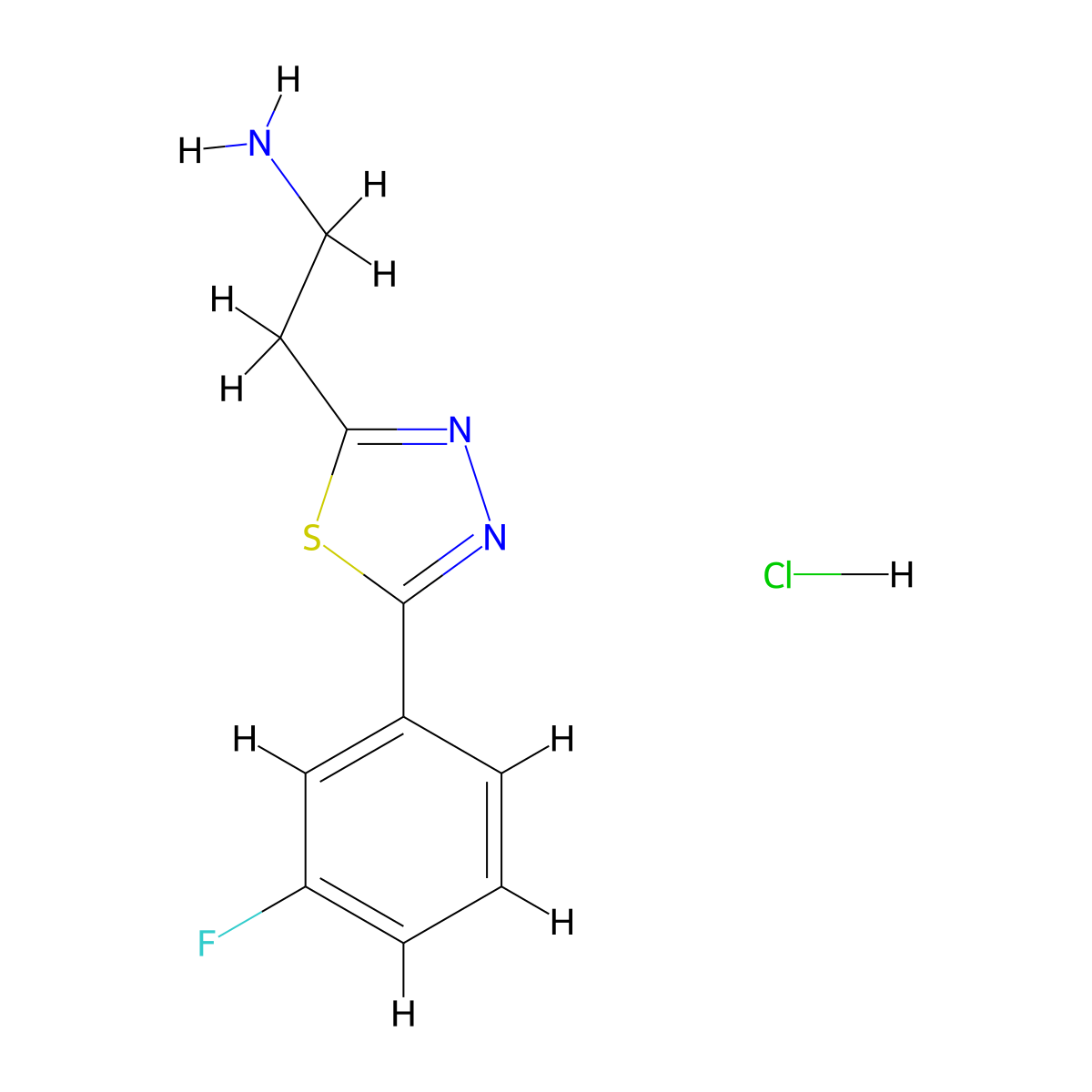 2-[5-(3-Fluorophenyl)-1,3,4-thiadiazol-2-yl]ethan-1-amine hydrochloride molecular structure, CAS 1228879-47-7