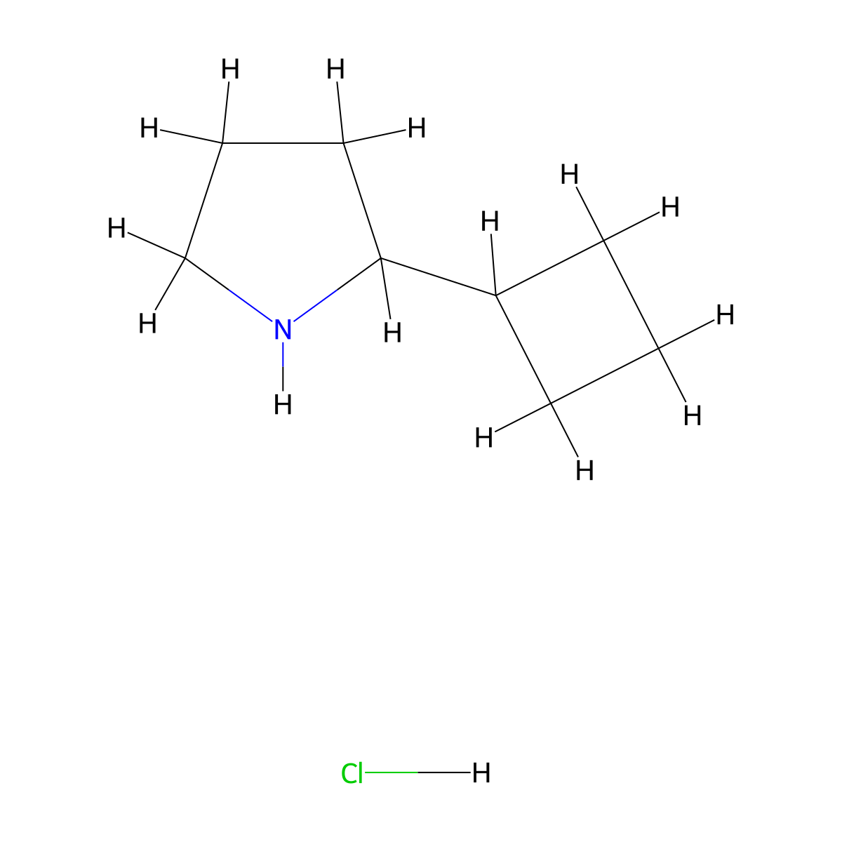 Pyrrolidine, 2-cyclobutyl-, hydrochloride (1:1) molecular structure, CAS 1228879-48-8