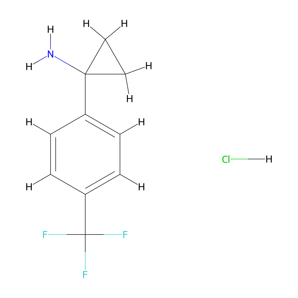 1-(4-(Trifluoromethyl)phenyl)cyclopropan-1-amine hydrochloride molecular structure, CAS 1228880-06-5