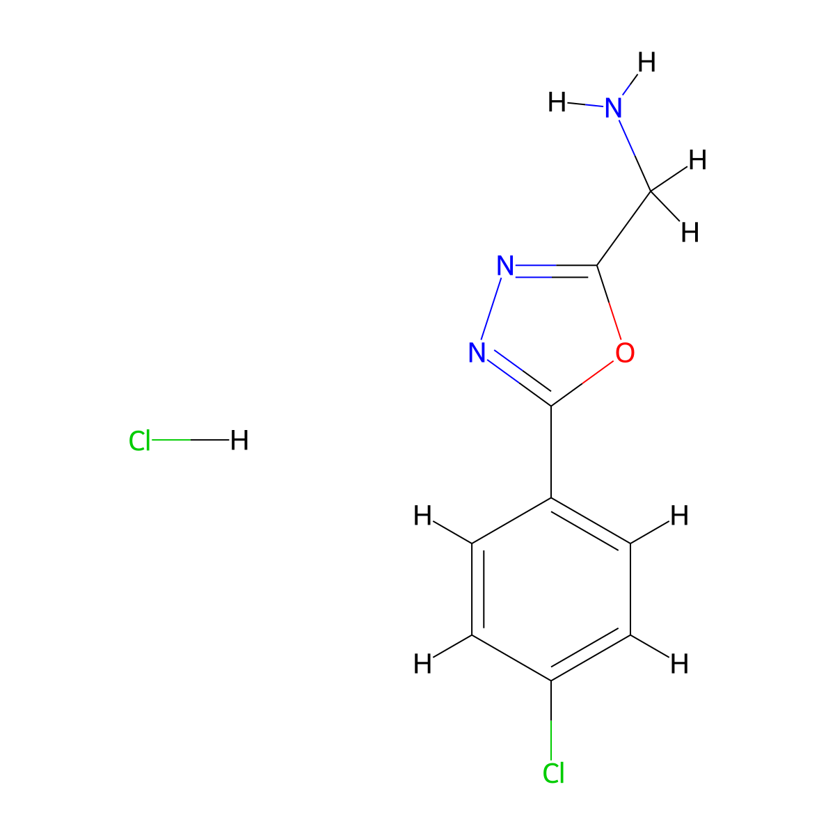 [5-(4-Chlorophenyl)-1,3,4-oxadiazol-2-yl]methanamine hydrochloride molecular structure, CAS 1228880-21-4