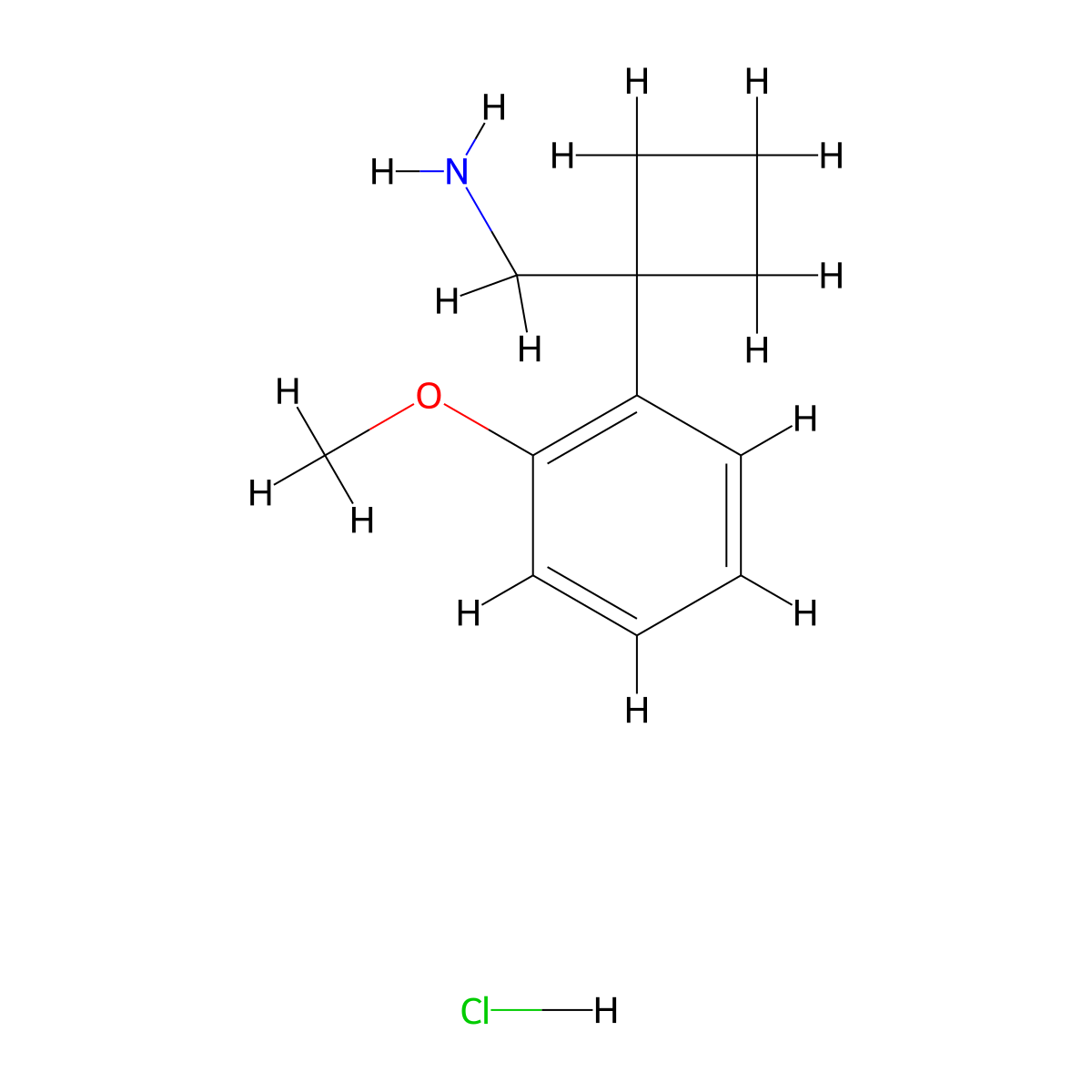 1-[1-(2-Methoxyphenyl)cyclobutyl]methanamine hydrochloride molecular structure, CAS 1228880-22-5