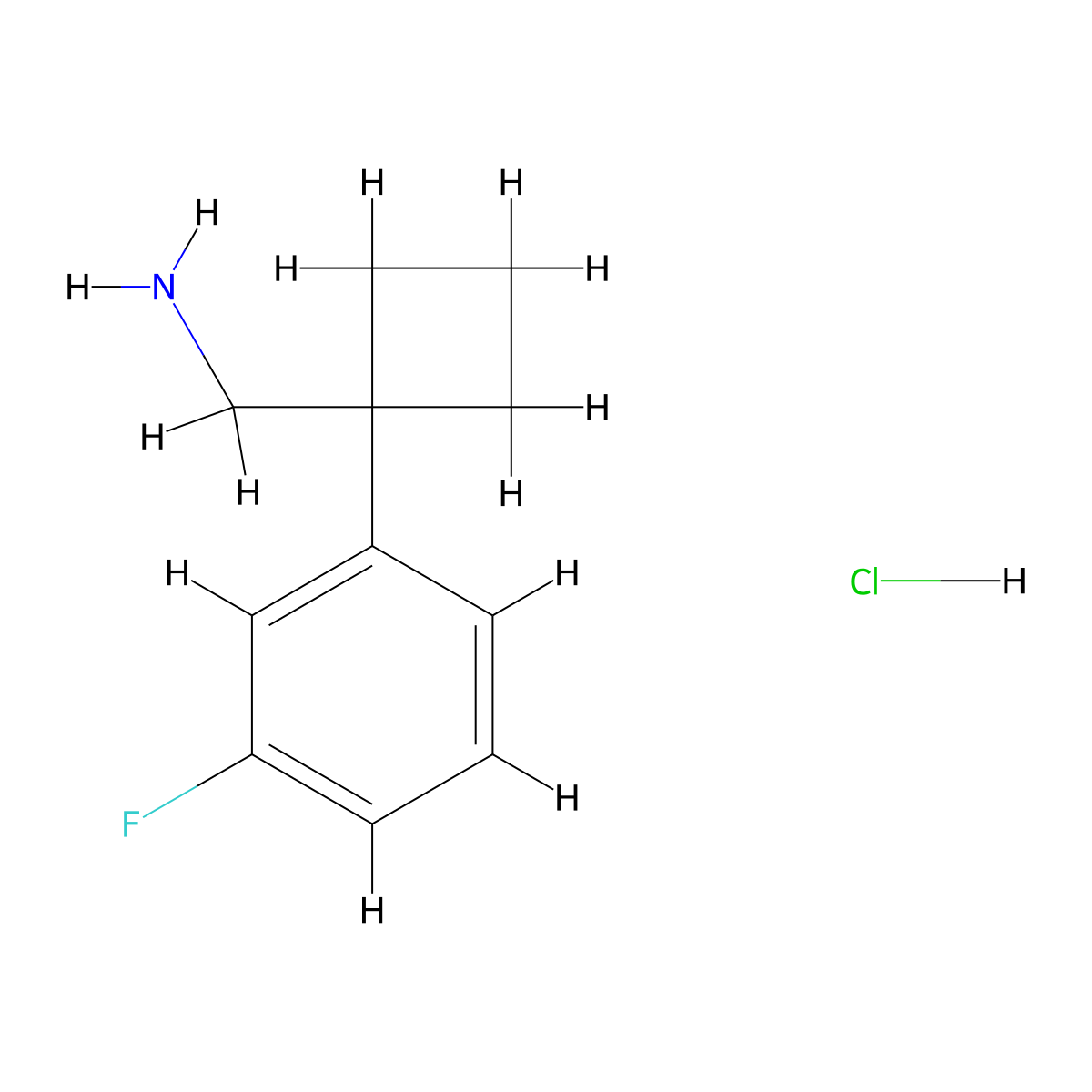 (1-(3-Fluorophenyl)cyclobutyl)methanamine hydrochloride molecular structure, CAS 1228880-30-5