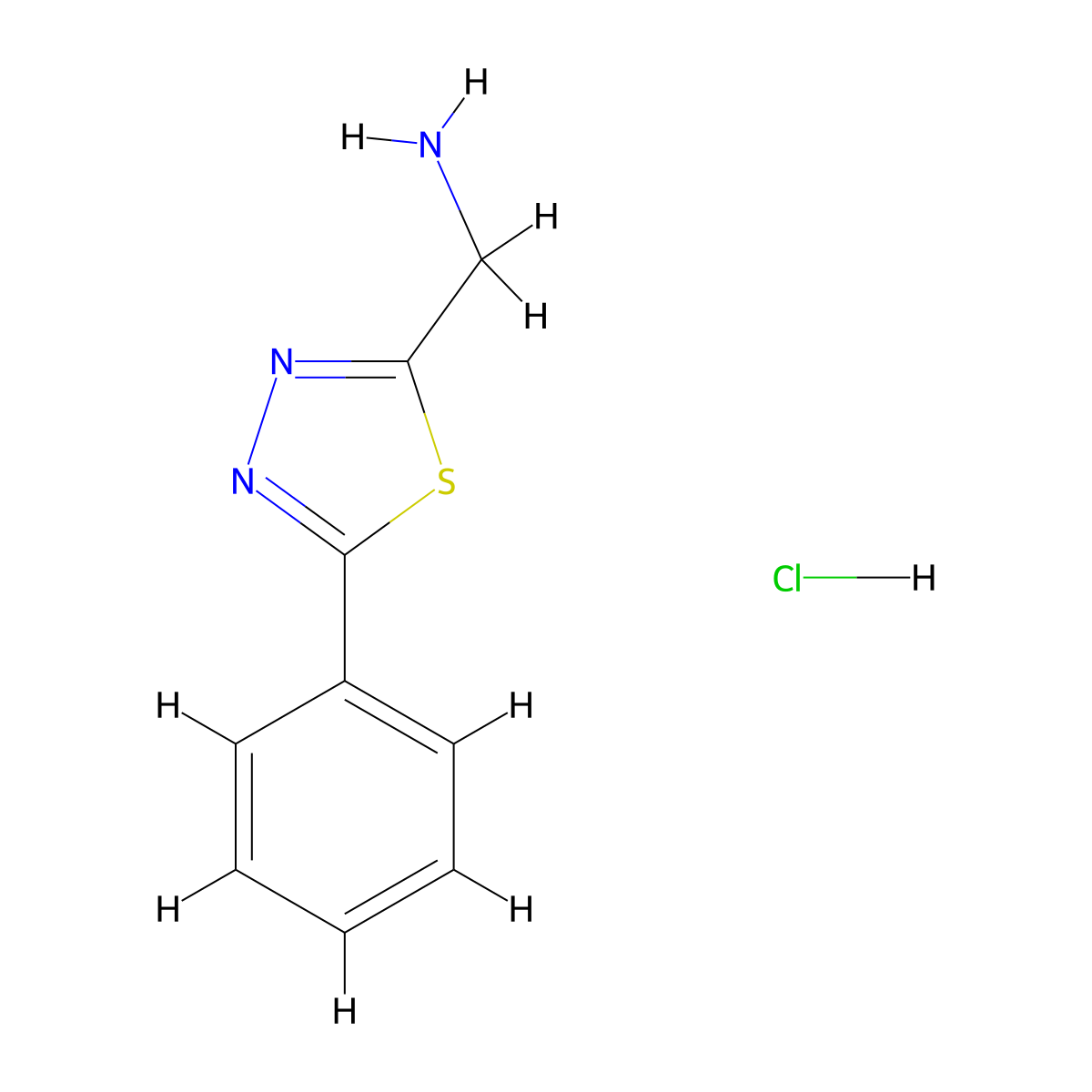 (5-Phenyl-1,3,4-thiadiazol-2-yl)methanamine hydrochloride molecular structure, CAS 1228880-32-7