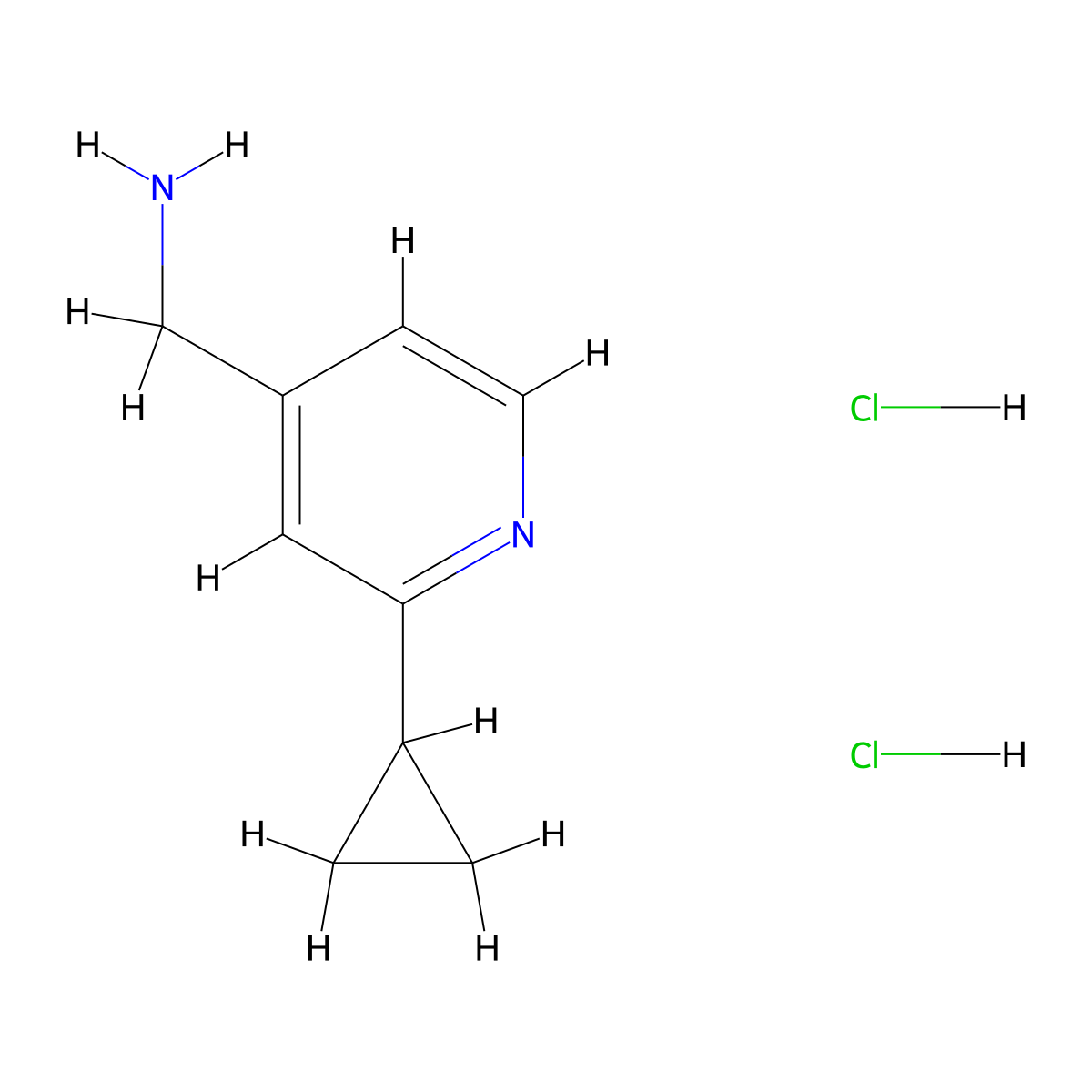 (2-Cyclopropylpyridin-4-yl)methanamine dihydrochloride molecular structure, CAS 1228880-34-9