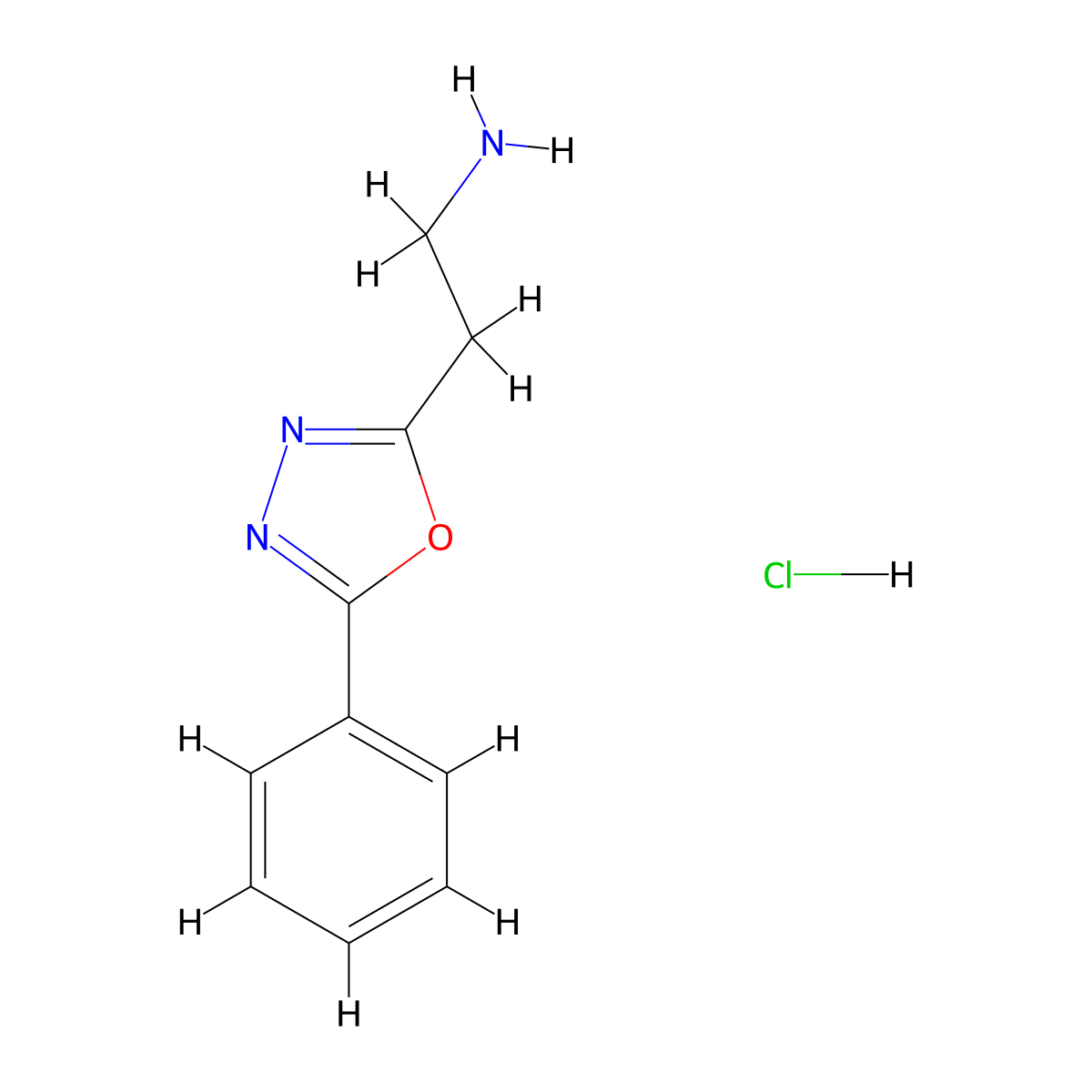 2-(5-Phenyl-1,3,4-oxadiazol-2-yl)ethan-1-amine hydrochloride molecular structure, CAS 1228880-37-2