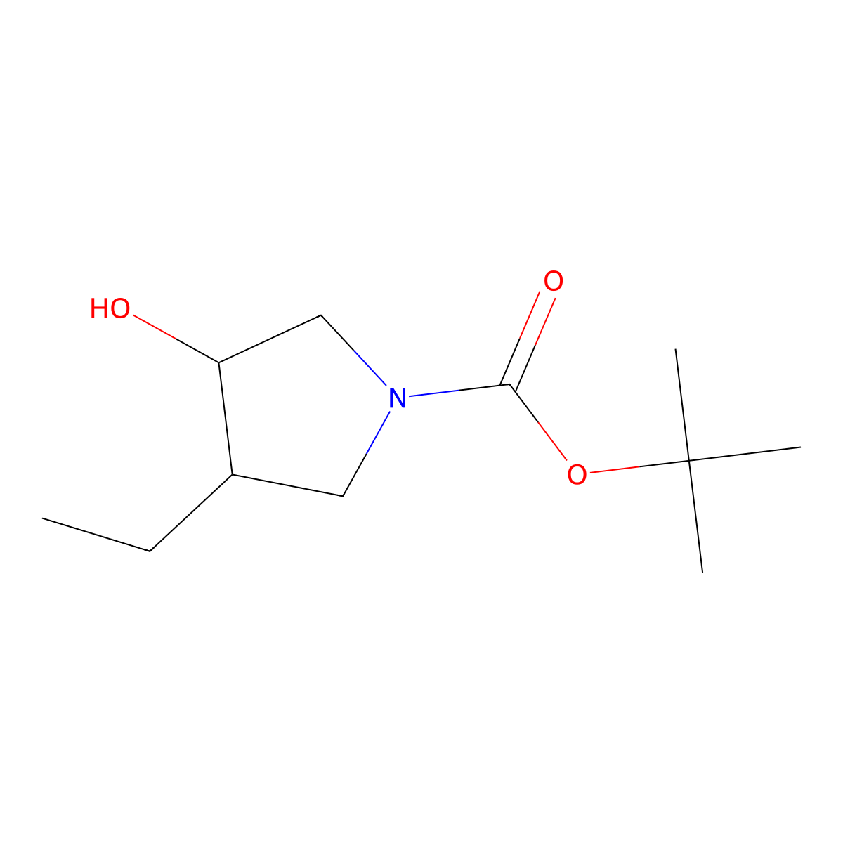 tert-butyl (3R,4S)-3-ethyl-4-hydroxypyrrolidine-1-carboxylate molecular structure, CAS 1228880-43-0