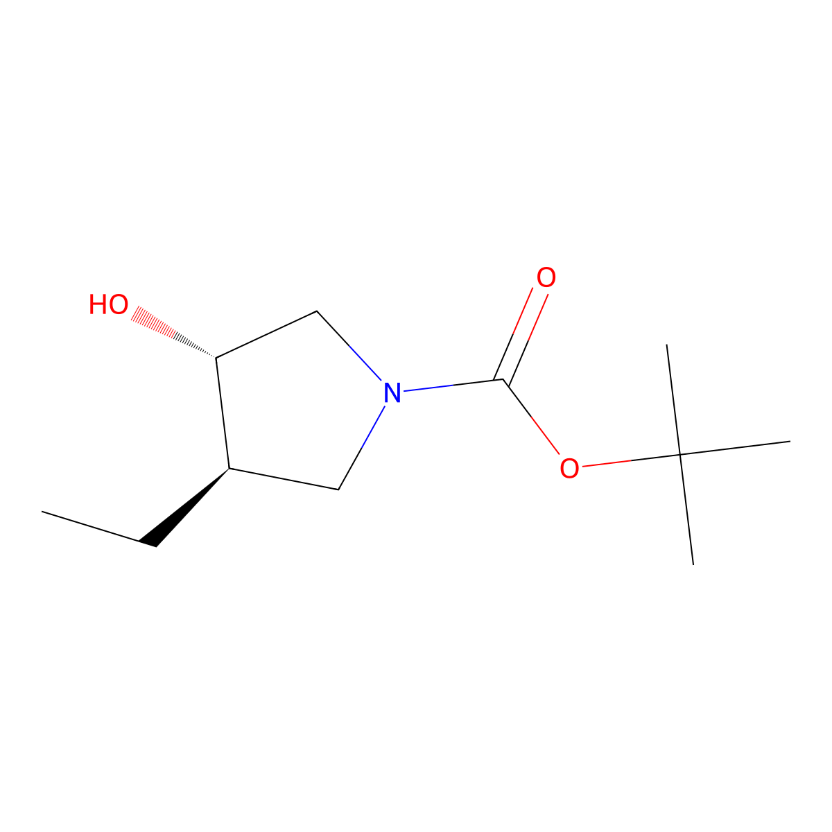 tert-butyl (3R,4S)-3-ethyl-4-hydroxypyrrolidine-1-carboxylate molecular structure, CAS 1228880-43-0