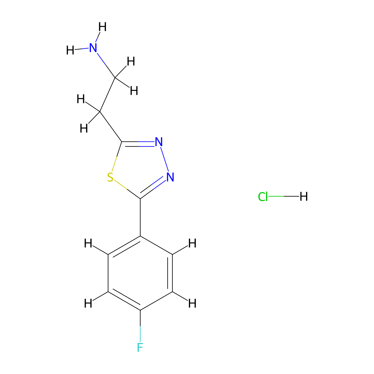 2-[5-(4-Fluorophenyl)-1,3,4-thiadiazol-2-yl]ethan-1-amine hydrochloride molecular structure, CAS 1228880-45-2